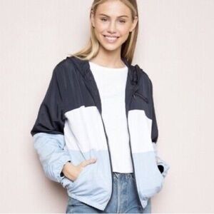 Stylish Navy and Light Blue Brandy Melville Jacket